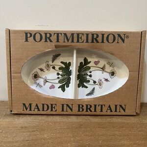 Portmeirion Botanic Garden 11" Oval Divided Serving Dish Made in England w/Box